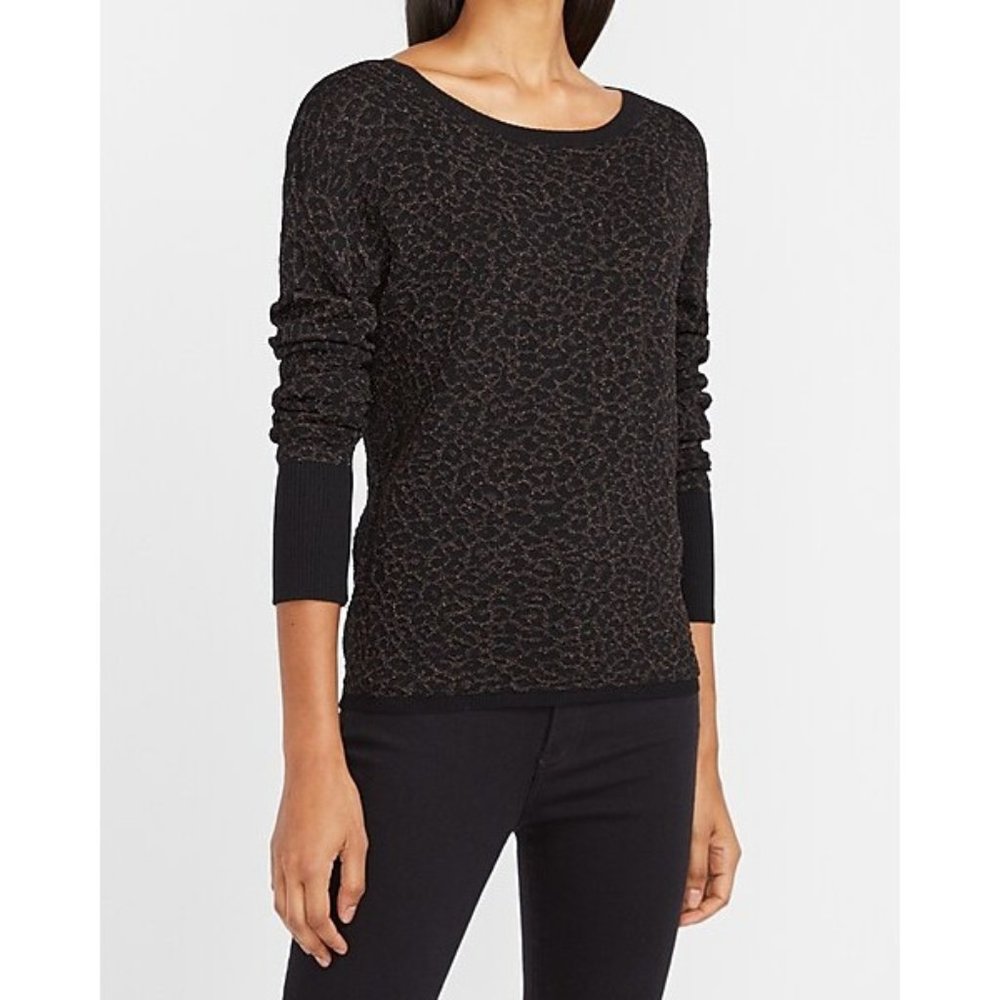 Express Metallic Leopard Crew Neck Sweater XS